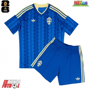 Suecia Segunda Equipación Niños Mundial 2026 Manga Corta (+ Pantalones cortos)